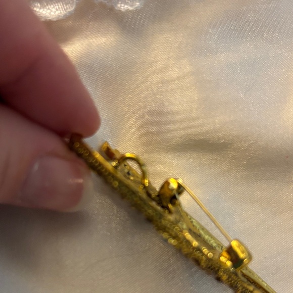 Gold and Brown Cat Brooch/Pendant with Rhinestones - Picture 5 of 5